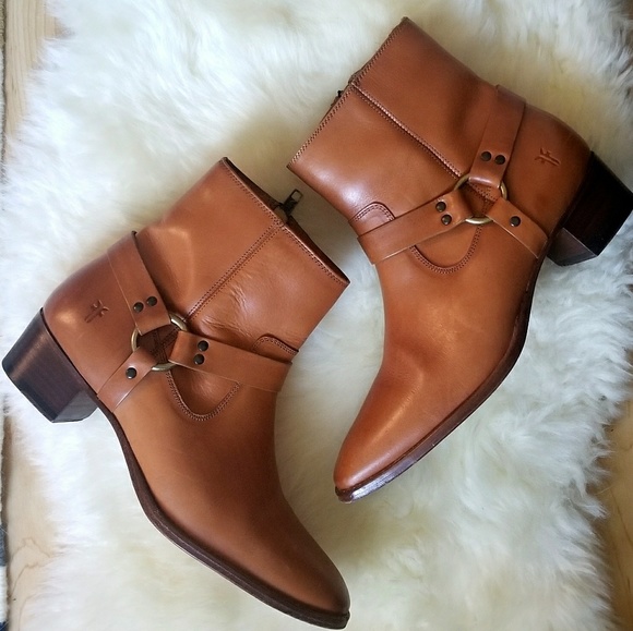 Frye Shoes - Frye Dara Harness Short Boots in Warm Tan